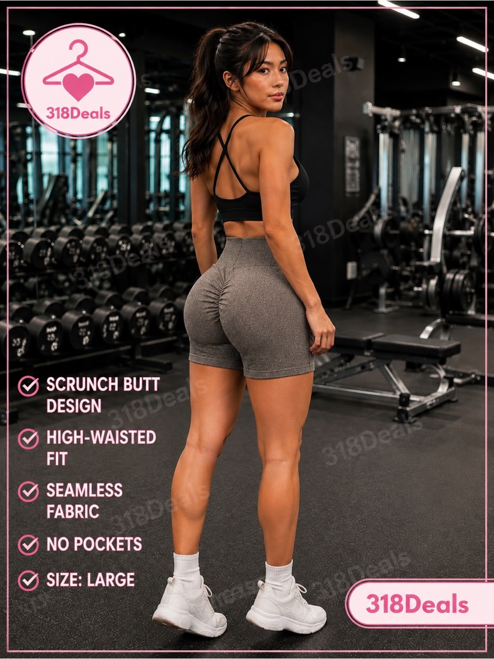 High-Waist Scrunch-Butt Workout Shorts — Gray